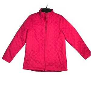 Berne Quilted Jacket Womens Size M Pink Full Zip Collar Long Sleeve Casual